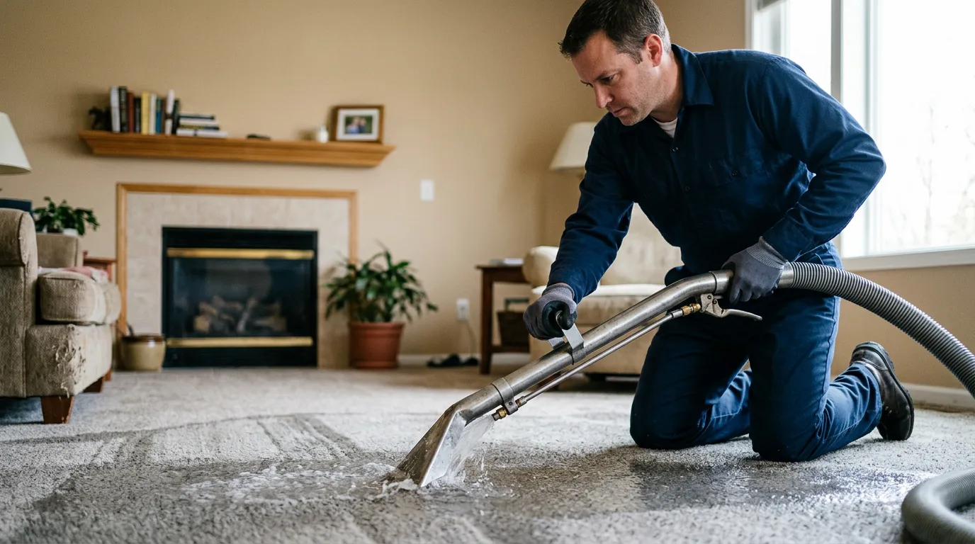 Water damage restoration technician working near Mccaskill, AR